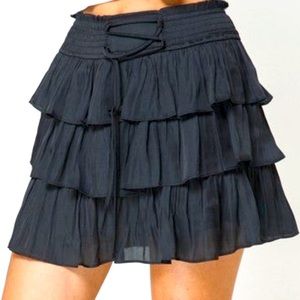 ⭐️ NWT - Blue B Collection - Black Satin Tiered skirt - Womans Small